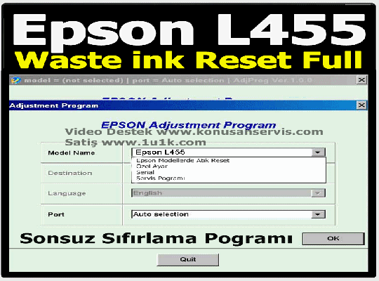 Epson L455 Reset Emici Dolu Giderme